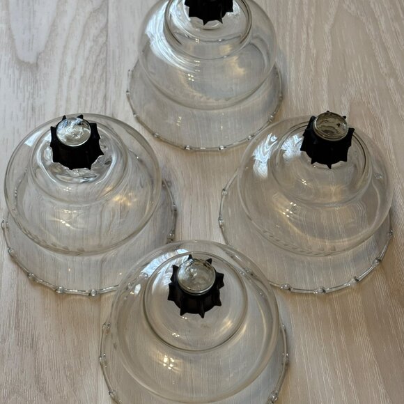 Vtg Crystal Votive Candle Holders Set of 4 Etched Wheat 70s Tulip Floral Votive - Picture 5 of 6